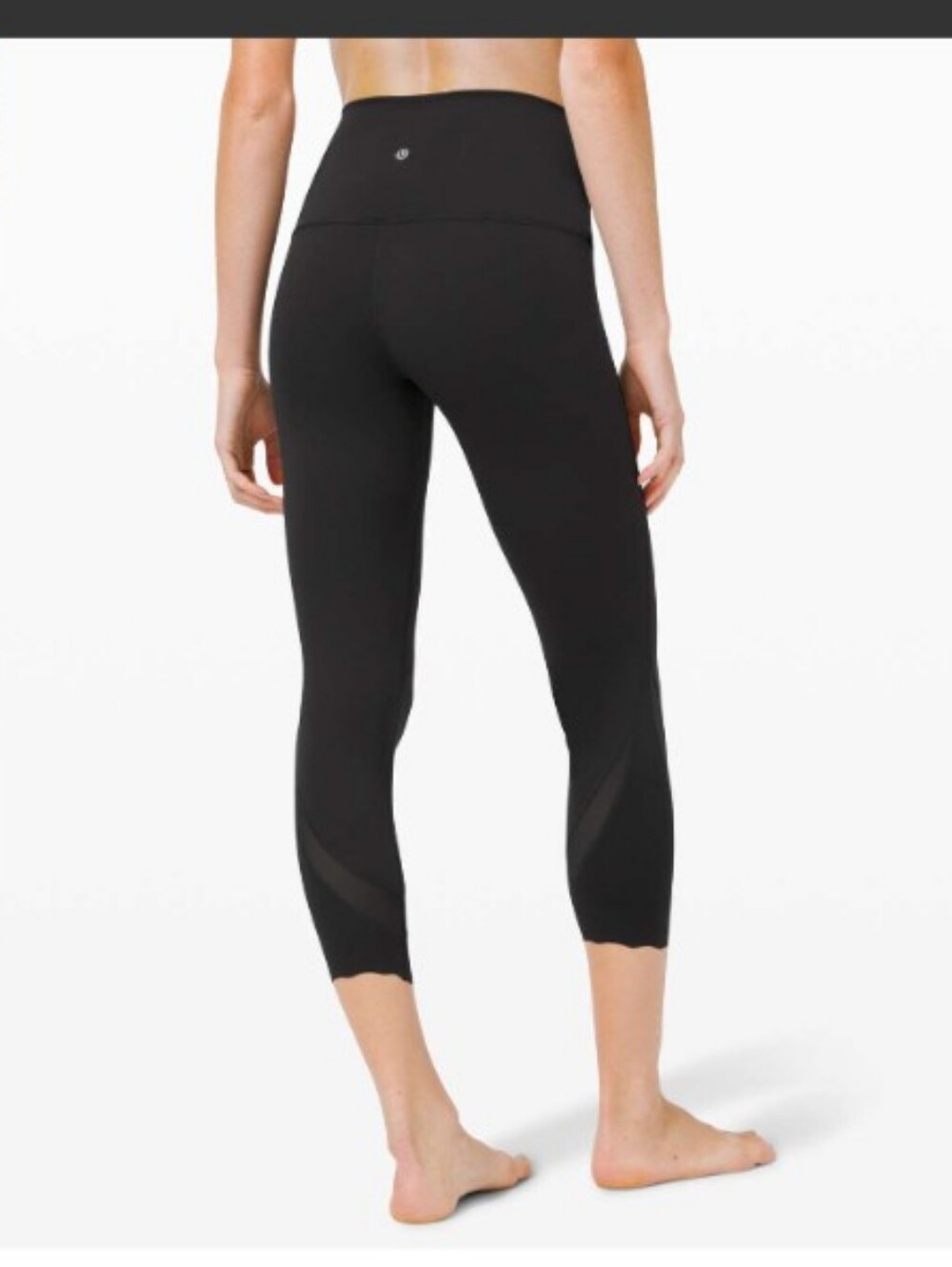 Lululemon Wunder Under Crop Leggings High-Rise Scallop Luxtreme 23" Black Size 8 - Picture 2 of 8